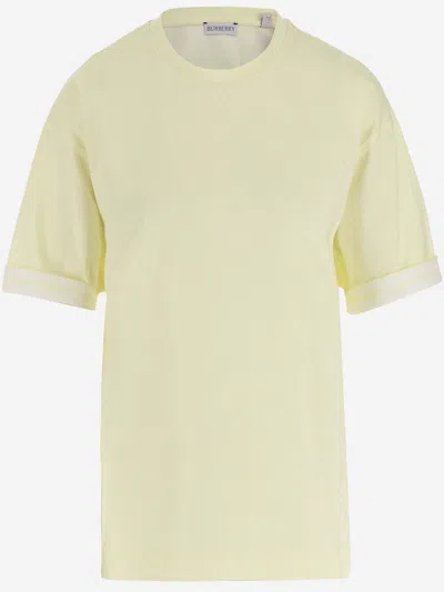 Shop Burberry Cotton T-shirt In Yellow