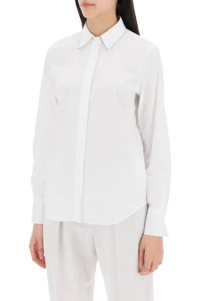 Shop Brunello Cucinelli "shirt With Shiny In White