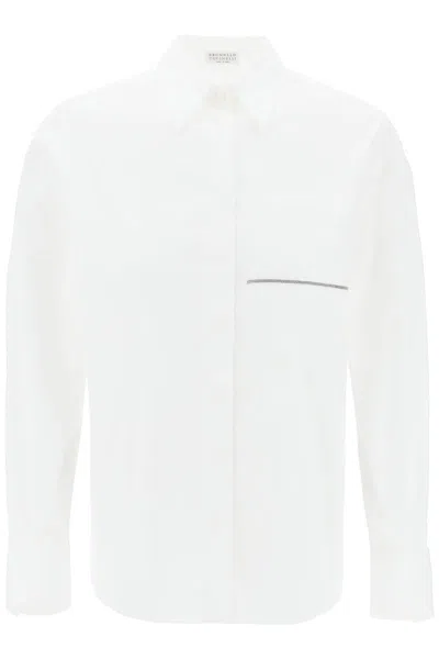 Shop Brunello Cucinelli "shirt With Jewel Detail On The In White