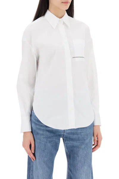 Shop Brunello Cucinelli "shirt With Jewel Detail On The In White