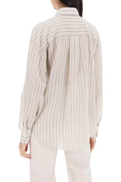 Shop Brunello Cucinelli Lightweight Sparkling Stripe Shirt In Neutro
