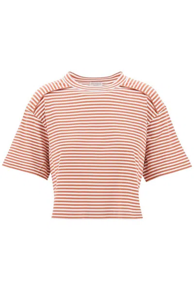 Shop Brunello Cucinelli Striped Boxy T-shirt In Multicolor