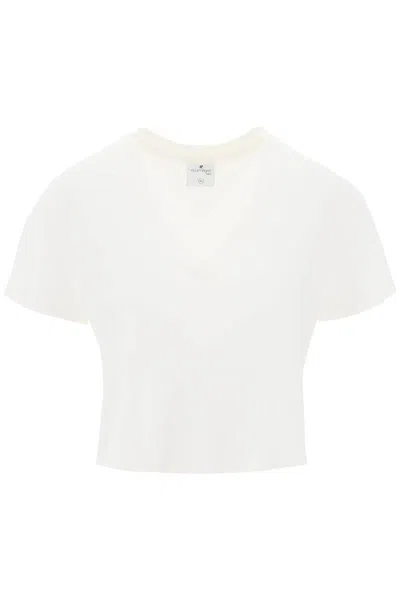 Shop Courrèges Courreges Cropped Logo T-shirt With In White