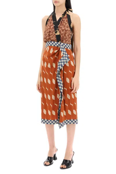 Shop Dries Van Noten Dole Patchwork Dress With American Neckline In Multicolor