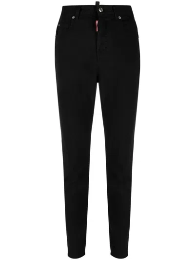Dsquared2 Honey High-waisted Twiggy Denims In Black