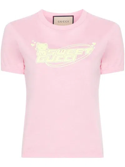 Shop Gucci T-shirt Clothing In Pink & Purple