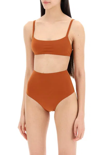 Shop Lido Eleven High Waist Bikini Set In Brown