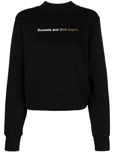 Shop Palm Angels Sunset Fitted Crewneck Clothing In Black