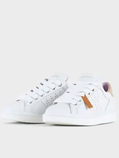 Shop Pànchic Panchic Lace-up Leather Sneakers Shoes In White