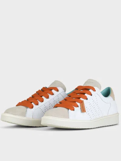 Shop Pànchic Panchic Leather And Suede Lace-up Sneakers Shoes In White