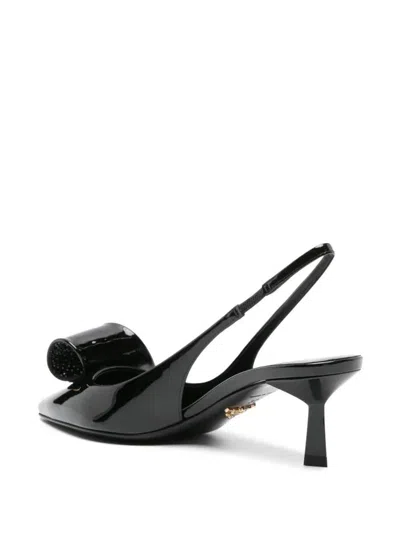Shop Prada Patent Leather And Crystal Decollete Shoes In Black