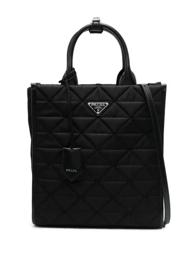 Shop Prada Three Dimensional Fabric Bags In Black