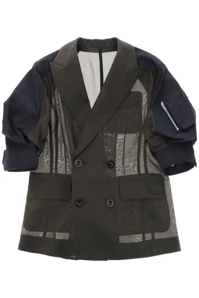 Shop Sacai "taffeta Jacket With Sleeves" In Multicolor