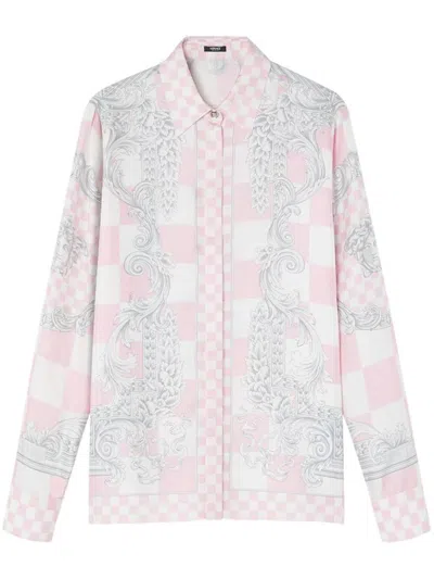 Shop Versace Formal Shirt Clothing In Pink & Purple