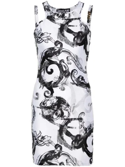 Shop Versace Jeans Couture Plaque Dress Lycra Clothing In White