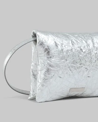 Shop Marni Silver Leather Mini Prisma Pouch