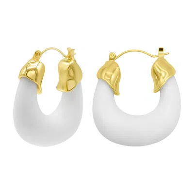 Shop Adornia 14k Gold Plated White Lucite Boxy Hoop Earrings