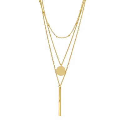 Shop Adornia Tarnish Resistant 14k Gold Plated Layered Pendant Necklace Set In Yellow