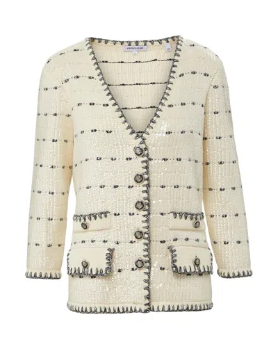 Shop Veronica Beard Ceriani Sequined Knit Jacket In Off White