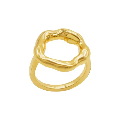Shop Adornia Tarnish Resistant 14k Gold Plated Open Circle Hammered Ring