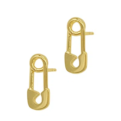 Shop Adornia 14k Gold Plated Safety Pin Studs In Yellow