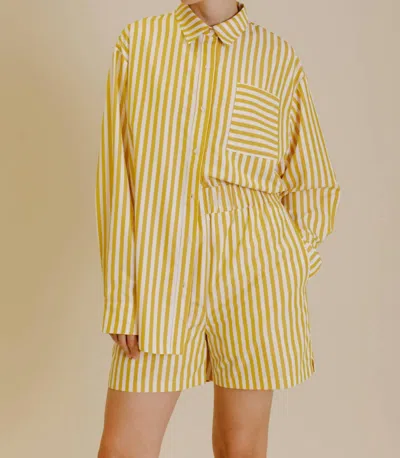 Shop Aureum Poplin Striped Shirt In Yellow