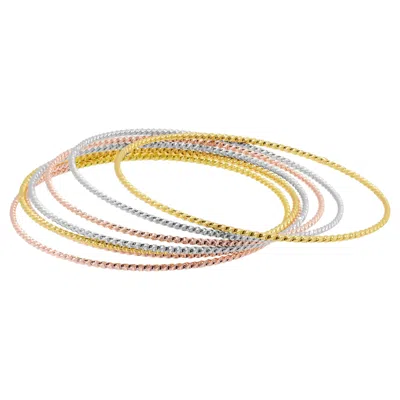 Shop Adornia 14k Gold Plated Tri-color Skinny 7-piece Bangle Set In Multi