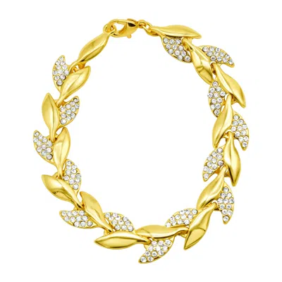 Adornia 14k Gold-plated Crystal Leaf Bracelet In Gold