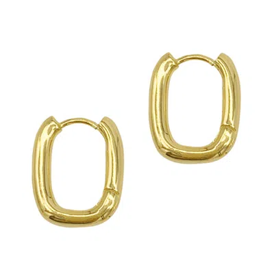 Shop Adornia Tarnish Resistant 14k Gold Plated Rectangle Hoop Earrings In Yellow