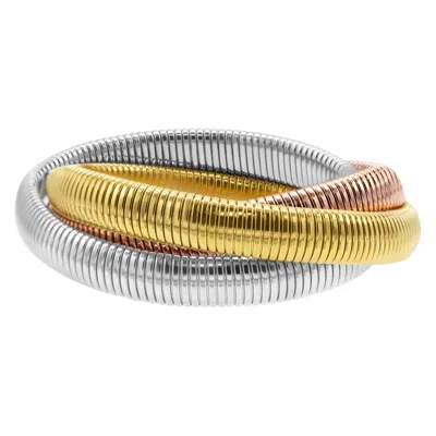 Shop Adornia Tarnish Resistant 14k Gold Plated 3-layer Tri-color Omega Chain Bracelet In Multi