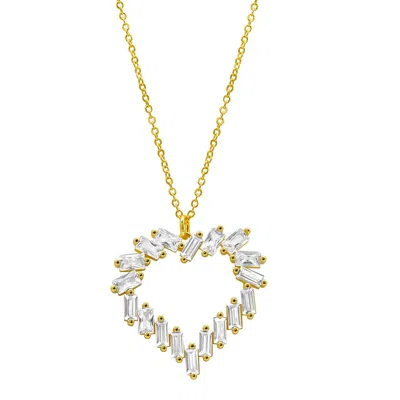 Shop Adornia 14k Gold Plated Crystal Baguette Heart Pendant Necklace