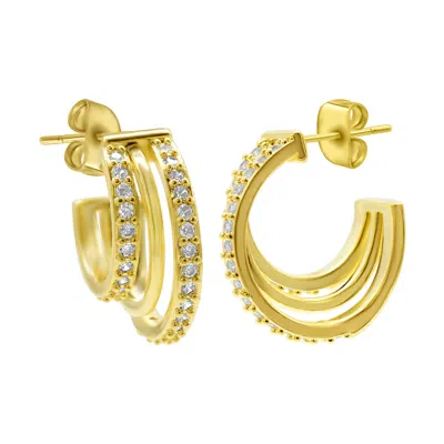 Shop Adornia 14k Gold Plated Multi-band Crystal Huggie Earrings