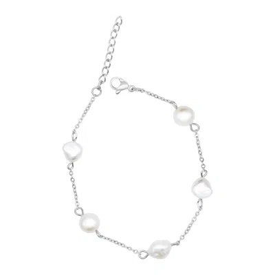 Shop Adornia Tarnish Resistant Silver Plated Adjustable Station Freshwater Pearl Bracelet
