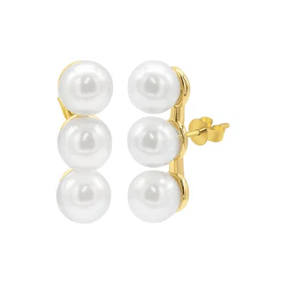 Shop Adornia 14k Gold Plated Oversized Pearl Bar Studs Earrings