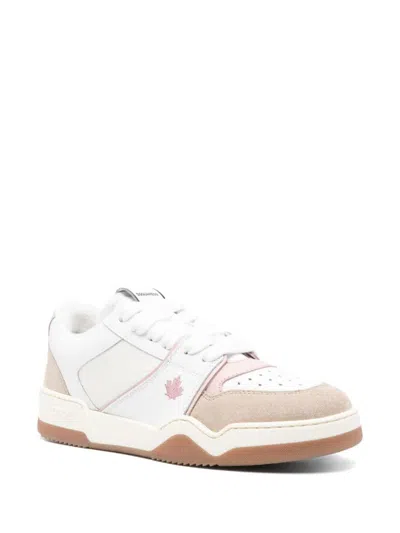 Dsquared2 Textured Leather And Polyamide Sneakers In White
