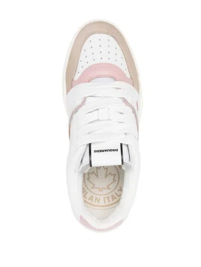 Dsquared2 Textured Leather And Polyamide Sneakers In White
