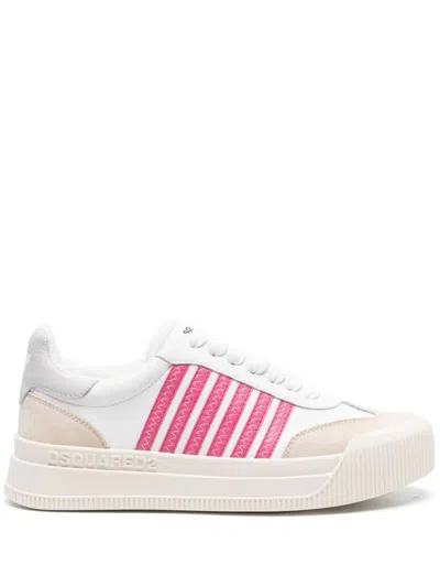 Dsquared2 New Jersey Leather Sneakers In White