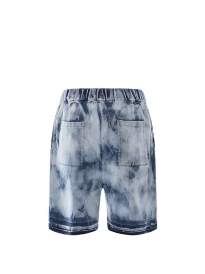 Shop Laneus Denim Bermuda Shorts With Tie Dye Effect