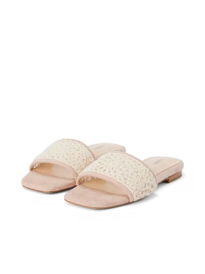 Shop L Agence Armelle Crochet Slide Sandal In Ecru/pecan Crochet