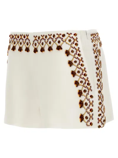 Shop Ermanno Scervino Embroidery Shorts Bermuda, Short White