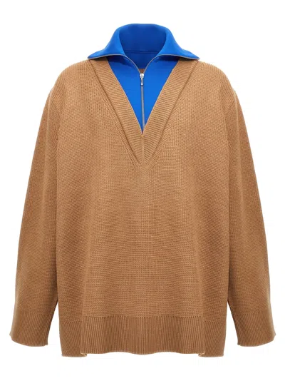 Shop Jil Sander Half Zip Insert Sweater Sweater, Cardigans Multicolor