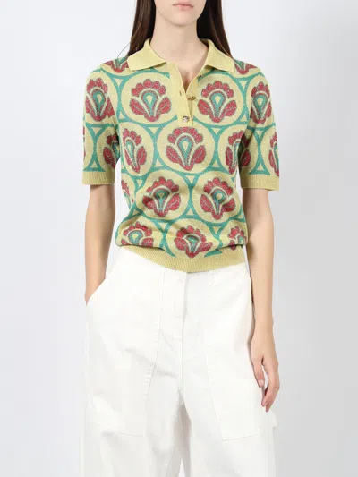 Shop Etro Knit Jacquard Polo Shirt
