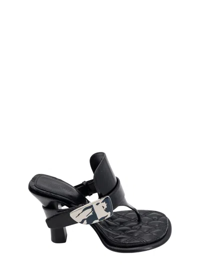 Shop Burberry Leather Sandals With Frontal Strap