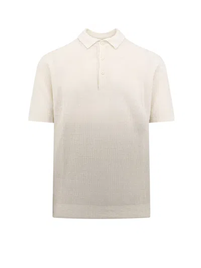 Shop Corneliani Linen Polo Shirt With Degradé Effect