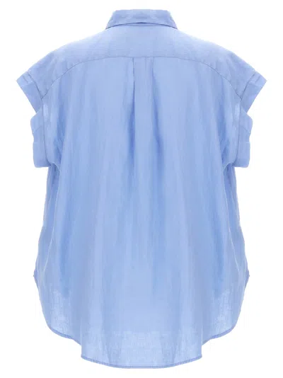 Shop Polo Ralph Lauren Logo Embroidery Blouse Shirt, Blouse Light Blue