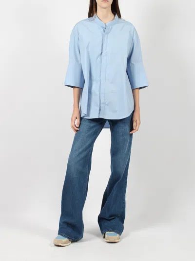 Shop Ami Alexandre Mattiussi Mao Collar Oversize Shirt