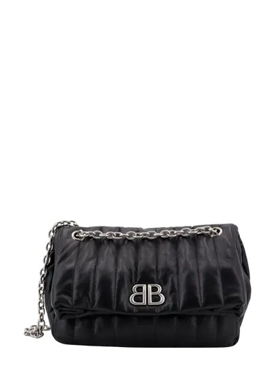 Shop Balenciaga Matelassé Leather Shoulder Bag With Monaco Bb Logo