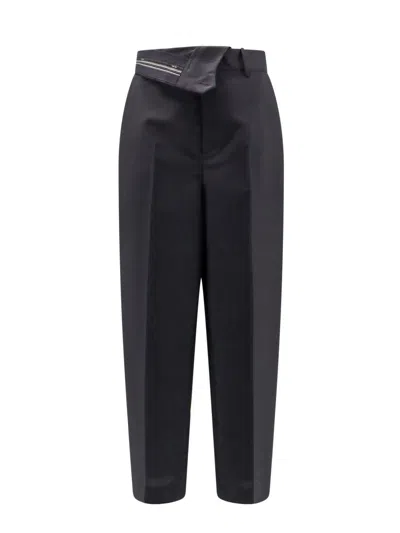 Shop Fendi Mohair Wool Trouser With Inside-out Detail With -roma Logoed Ribbon