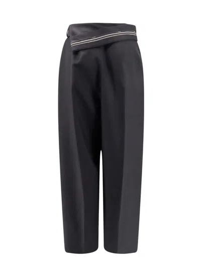 Shop Fendi Mohair Wool Trouser With Inside-out Detail With -roma Logoed Ribbon
