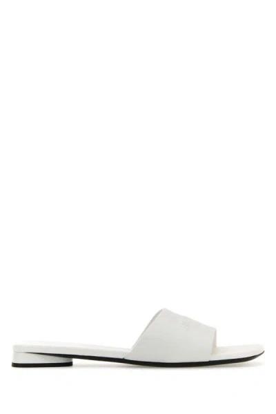 Shop Balenciaga Woman White Leather Duty Free Slippers